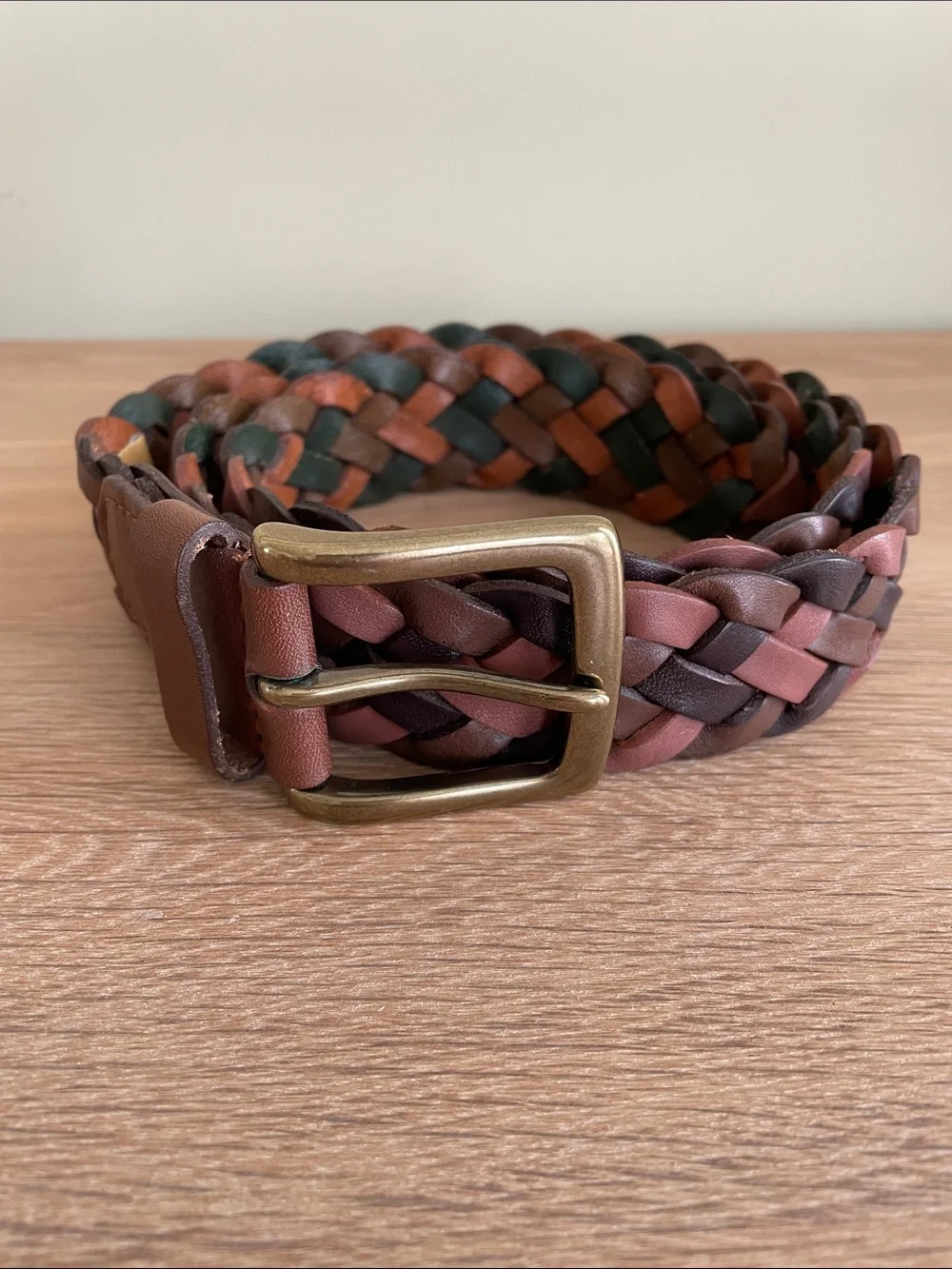 TOMMY BAHAMA MEN’S TRI-TONE BROWN BRAIDED LEATHER BELT Size M (34 - 36)